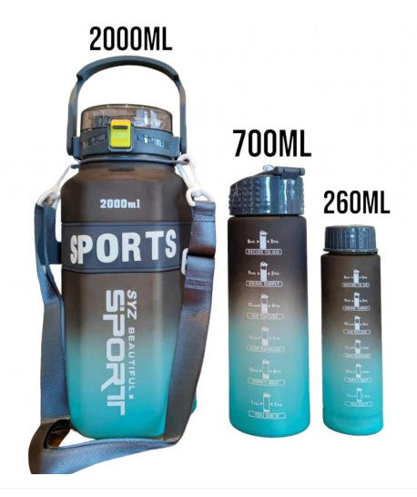 Termo Sports x3 Negro - Botella de Agua Motivacional