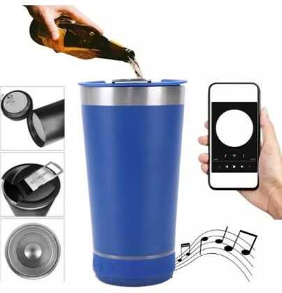 Vaso Cervecero Parlante Bluetooth Acero Inoxidable 480ml