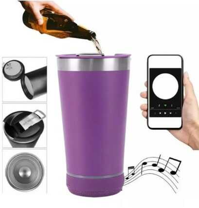 Vaso Cervecero Parlante Bluetooth Acero Inoxidable 480ml