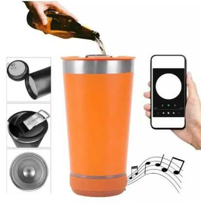 Vaso Cervecero Parlante Bluetooth Acero Inoxidable 480ml